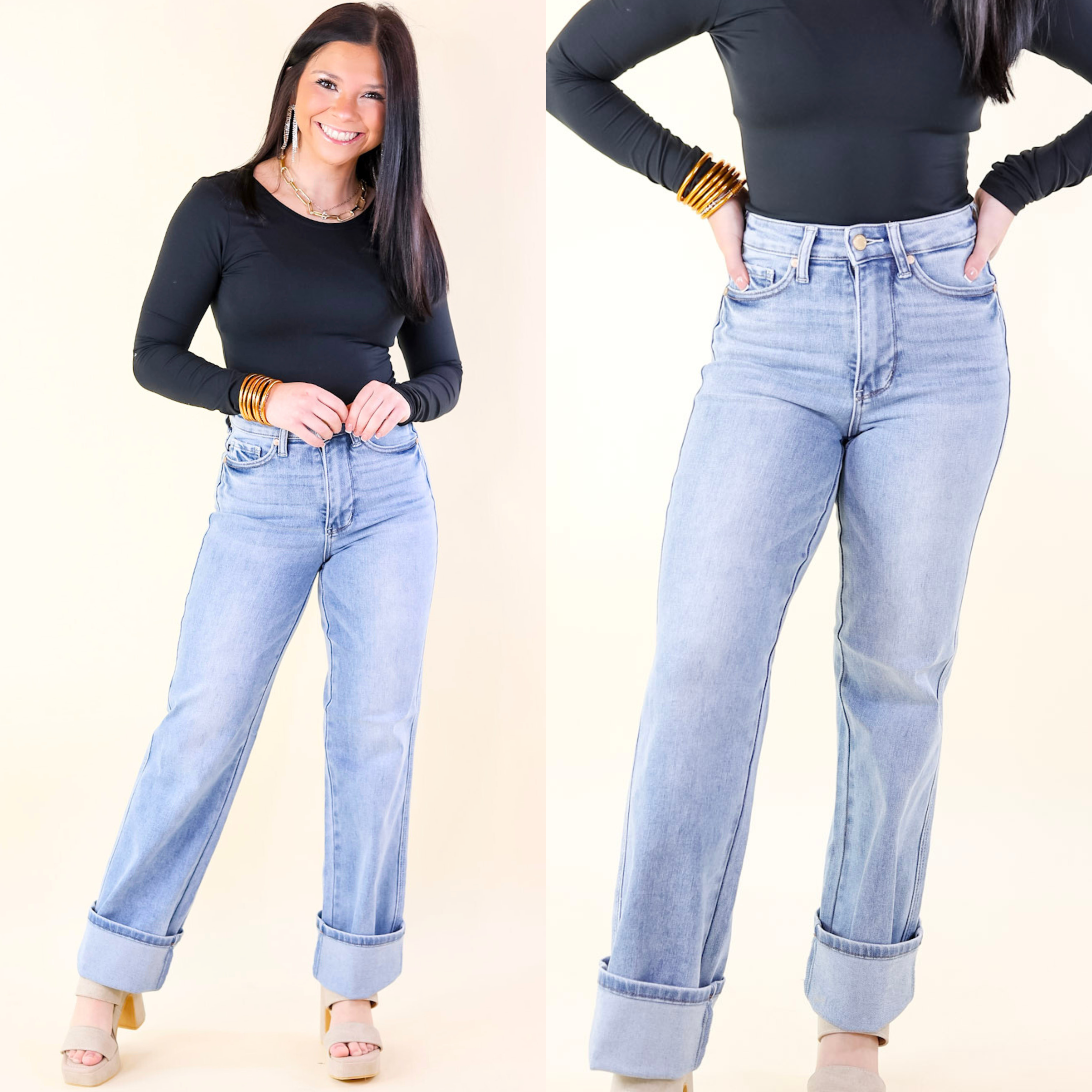 Judy Blue | Essential Ease Tummy Control Straight Leg Jeans in Medium Wash