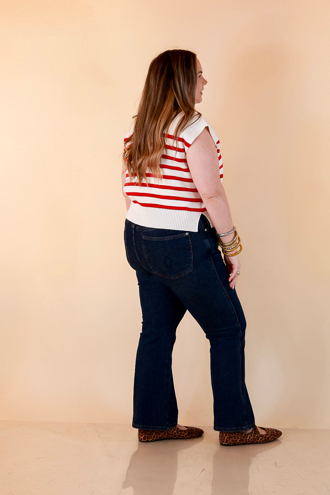 Stripe Things Up Drop Shoulder Knit Sweater in White with Hot Pink Stripes