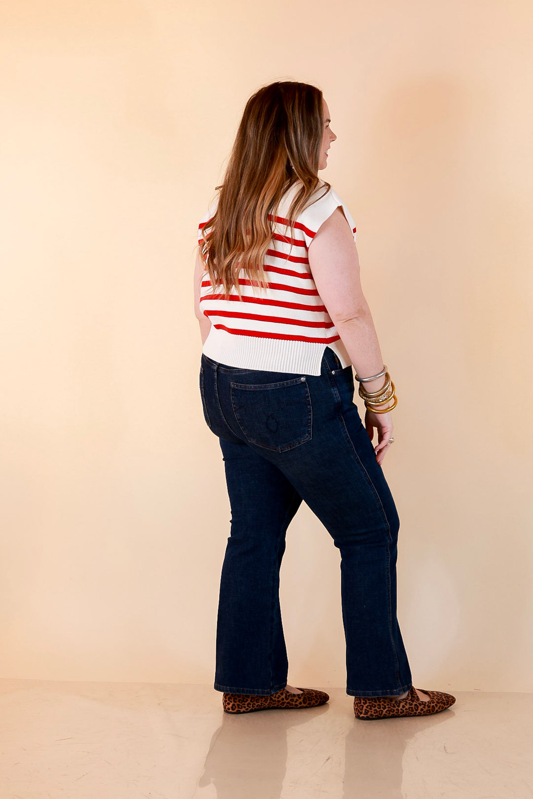 Stripe Things Up Drop Shoulder Knit Sweater in White with Hot Pink Stripes