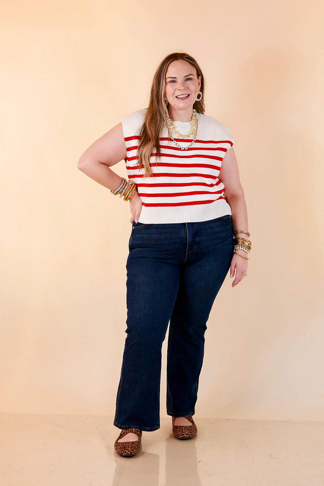 Stripe Things Up Drop Shoulder Knit Sweater in White with Hot Pink Stripes