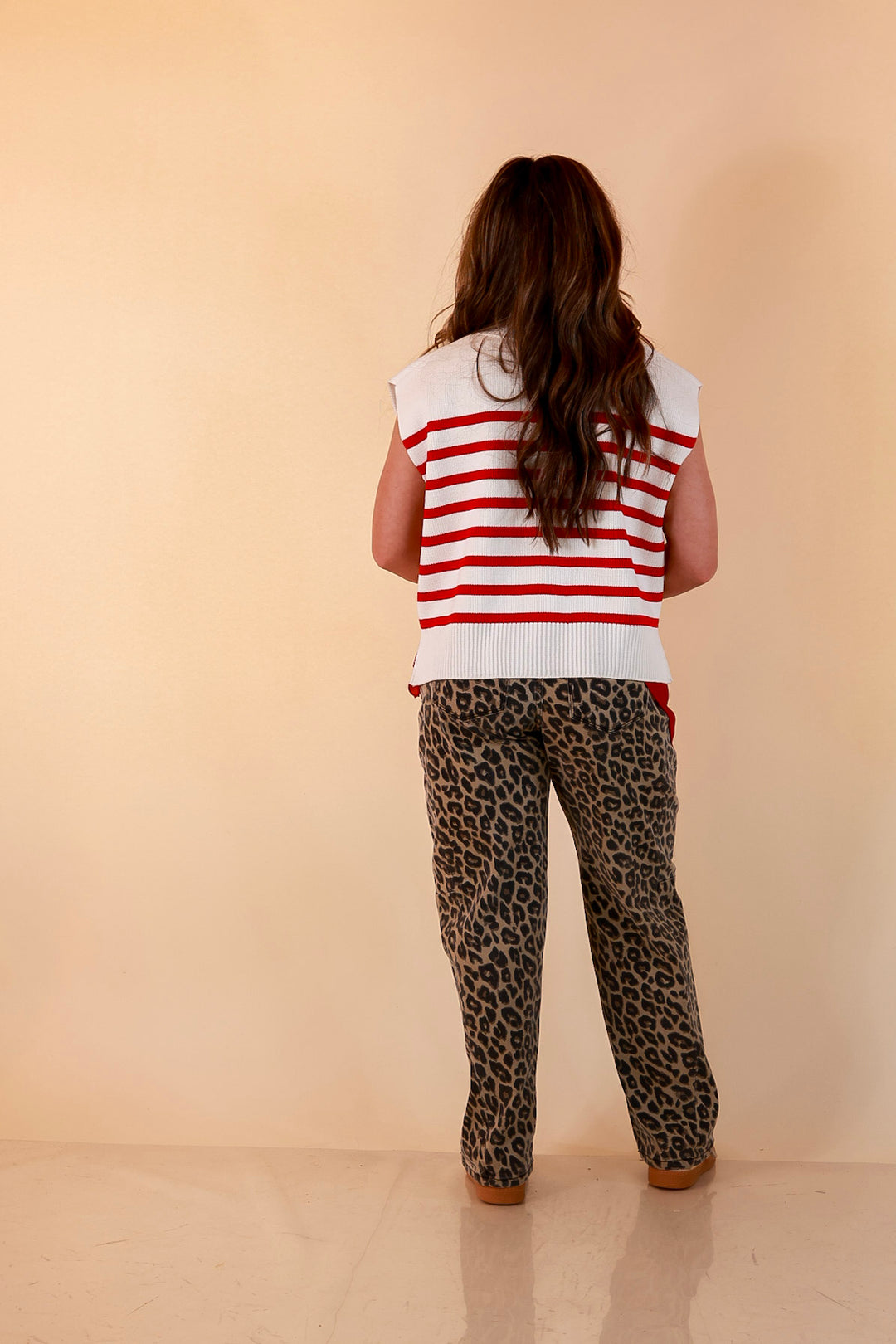 Stripe Things Up Drop Shoulder Knit Sweater in White with Red Stripes