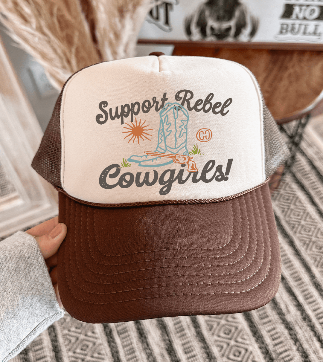 Made to Order | Support Rebel Cowgirls Trucker Hat in Brown and Tan