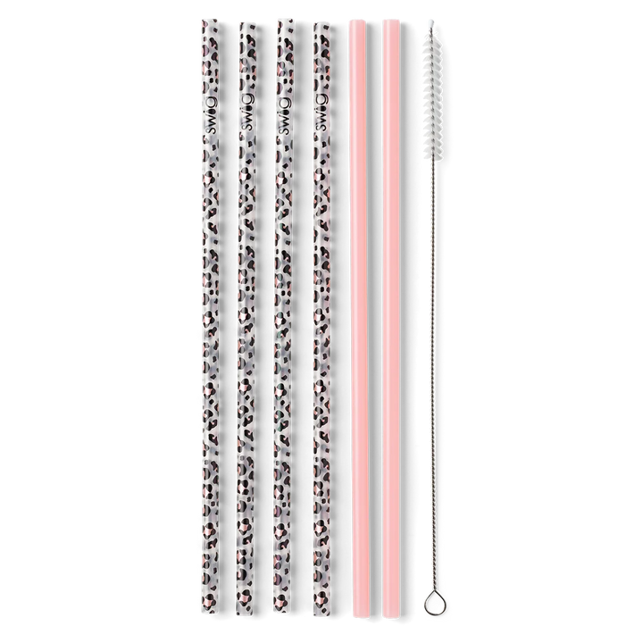 Swig | Luxy Leopard + Blush  Reusable Straw Set - Giddy Up Glamour Boutique