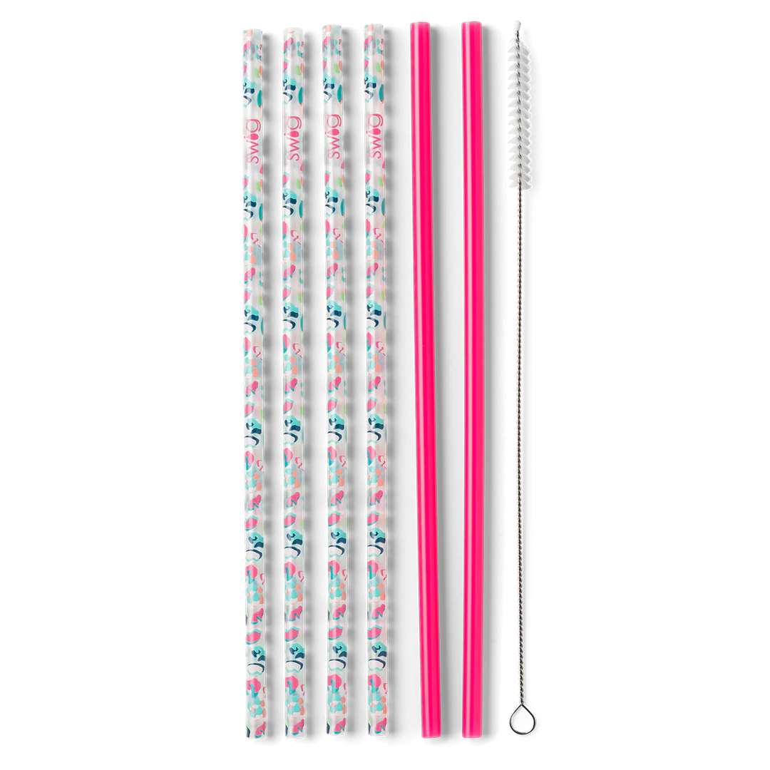 Swig | Party Animal + Hot Pink  Reusable Straw Set - Giddy Up Glamour Boutique