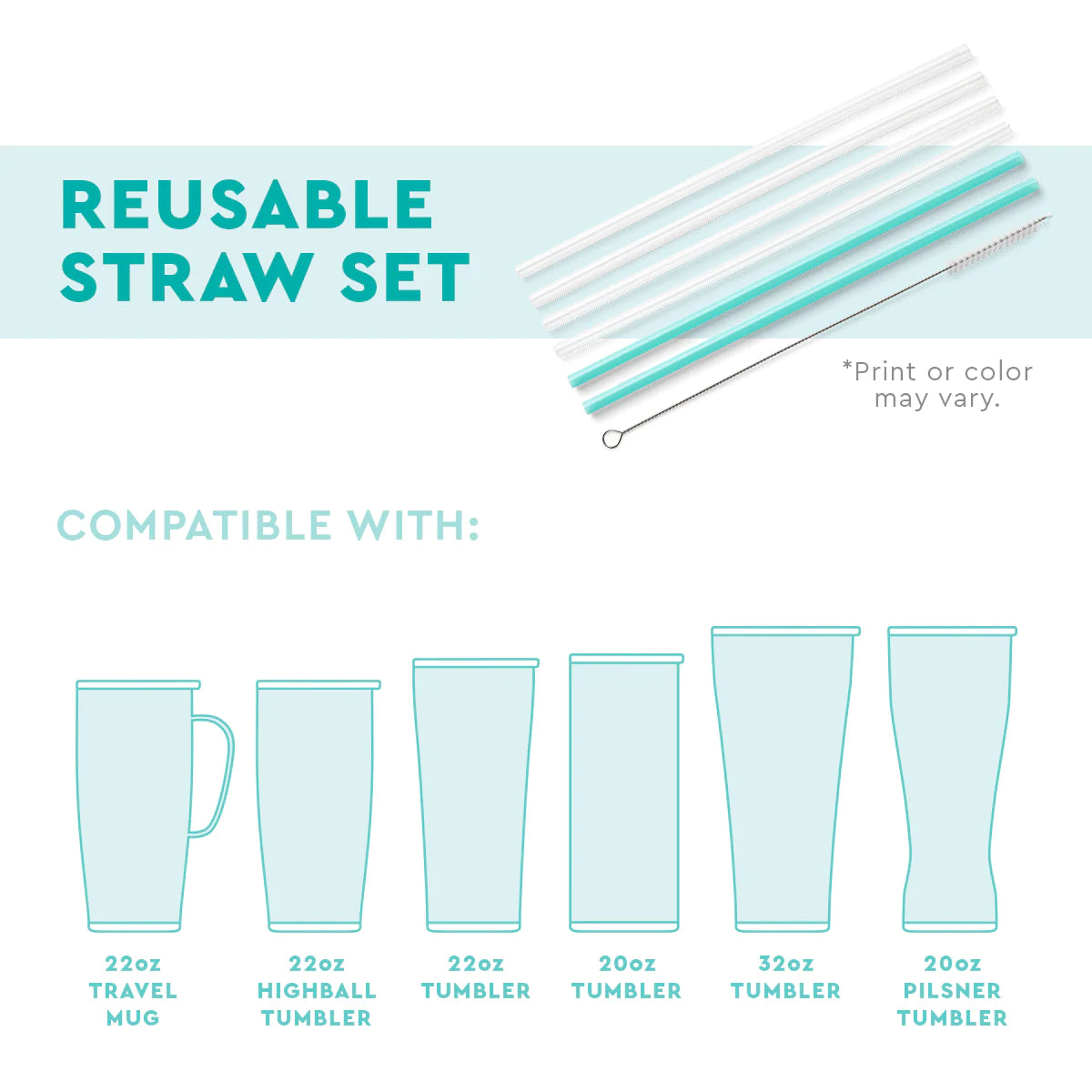 Swig | Paradise + Hot Pink Reusable Straw Set - Giddy Up Glamour Boutique