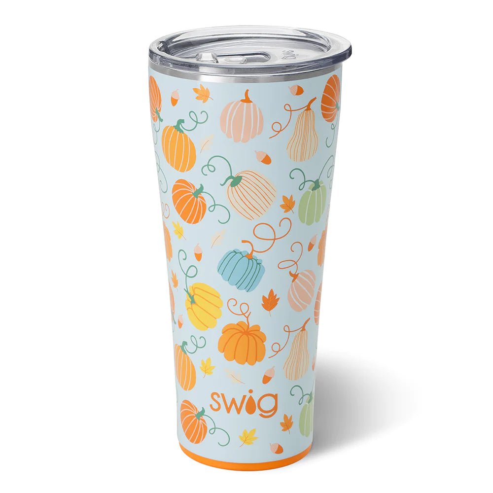 Pumpkin Spice 32 oz tumbler cup. The cup is pictured on a white background.