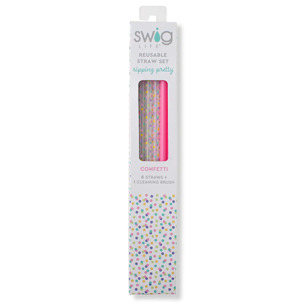 Swig | Confetti + Pink Reusable Straw Set - Giddy Up Glamour Boutique