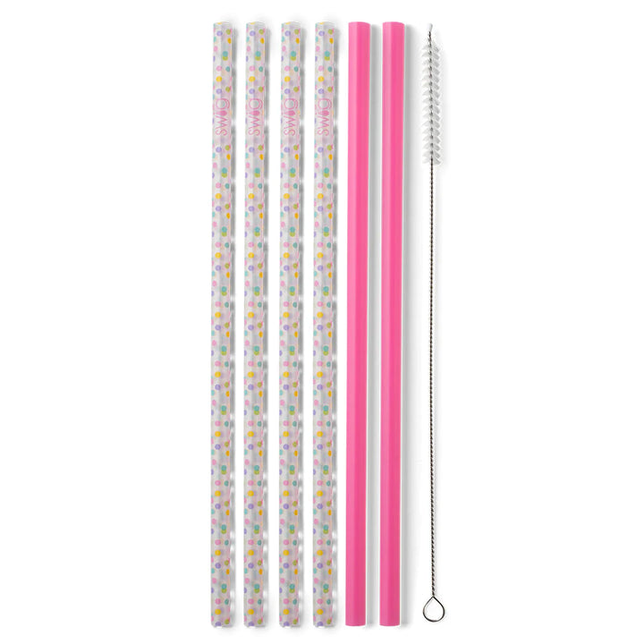 Swig | Confetti + Pink Reusable Straw Set - Giddy Up Glamour Boutique