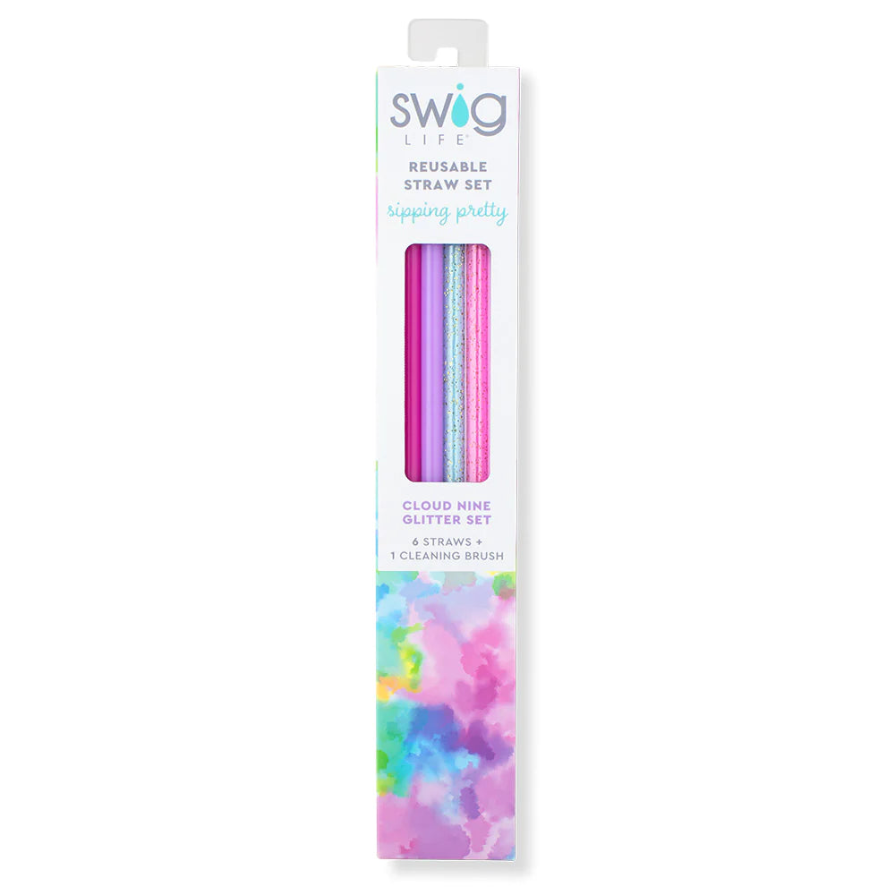 Swig | Cloud Nine Glitter Reusable Straw Set - Giddy Up Glamour Boutique