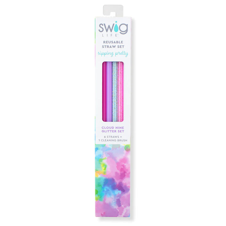 Swig | Cloud Nine Glitter Reusable Straw Set - Giddy Up Glamour Boutique