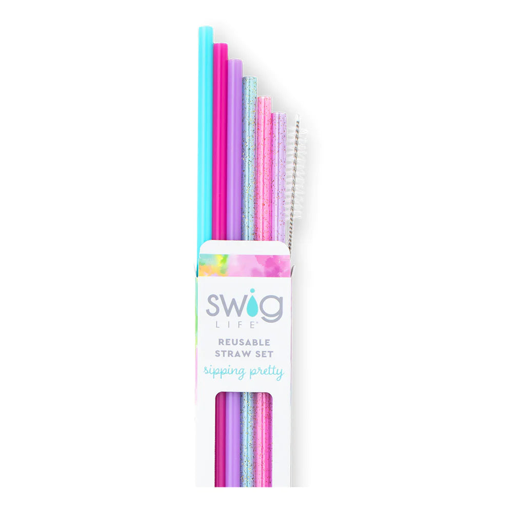 Swig | Cloud Nine Glitter Reusable Straw Set - Giddy Up Glamour Boutique