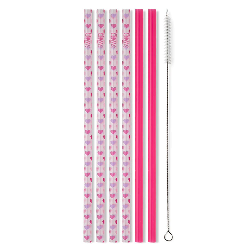 Swig | Falling In Love + Pink Reusable Straw Set - Giddy Up Glamour Boutique