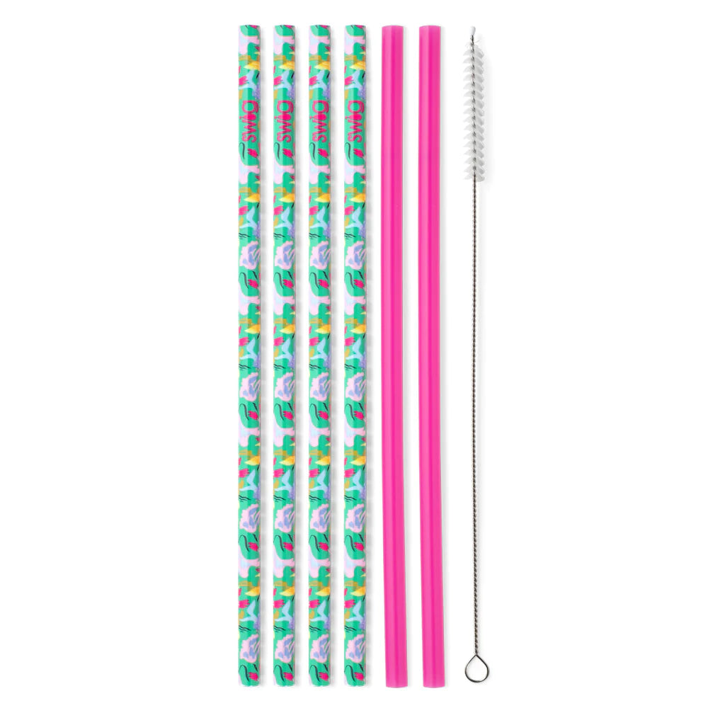 Swig | Paradise + Hot Pink Reusable Straw Set - Giddy Up Glamour Boutique