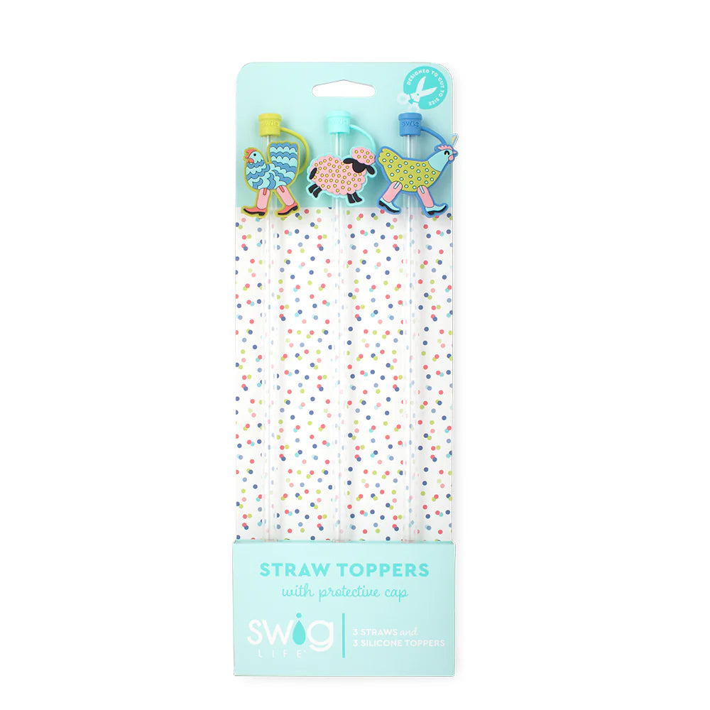 Swig | Funky Chicken Straw Topper Set