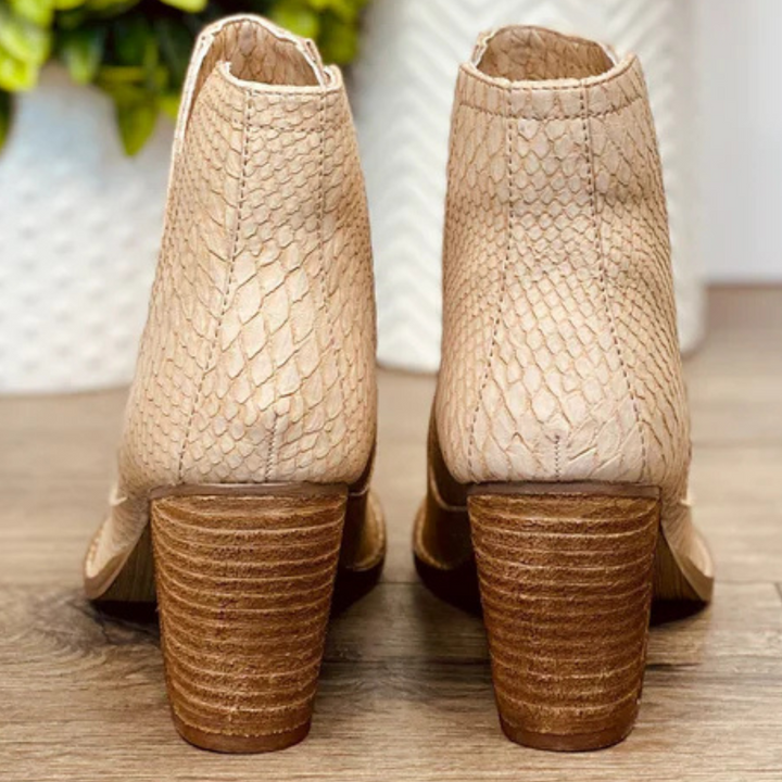 Online Exclusive | Tarim Snakeskin Bootie in Blush Nude