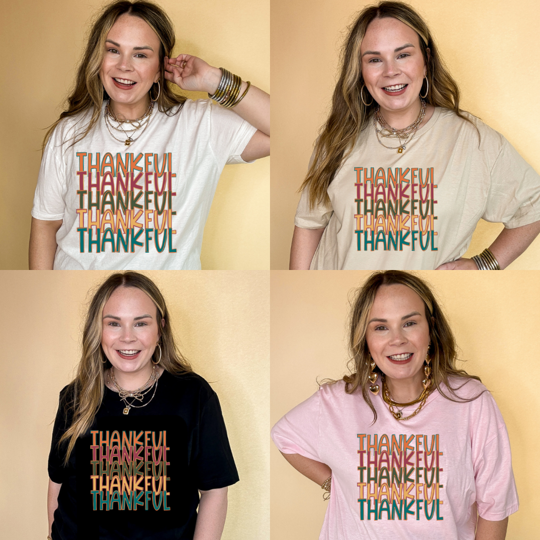 Online Exclusive | Thankful Thankful Thankful Graphic Tee in Multiple Color Options