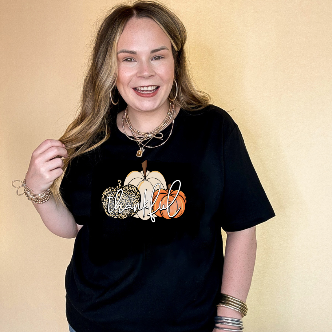 Online Exclusive | Thankful Cheetah and Solid Pumpkin Trio Graphic Tee in Multiple Color Options