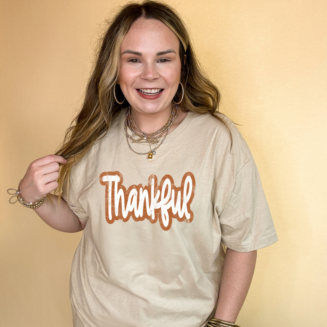 Online Exclusive | Thankful Script Graphic Tee in Multiple Color Options