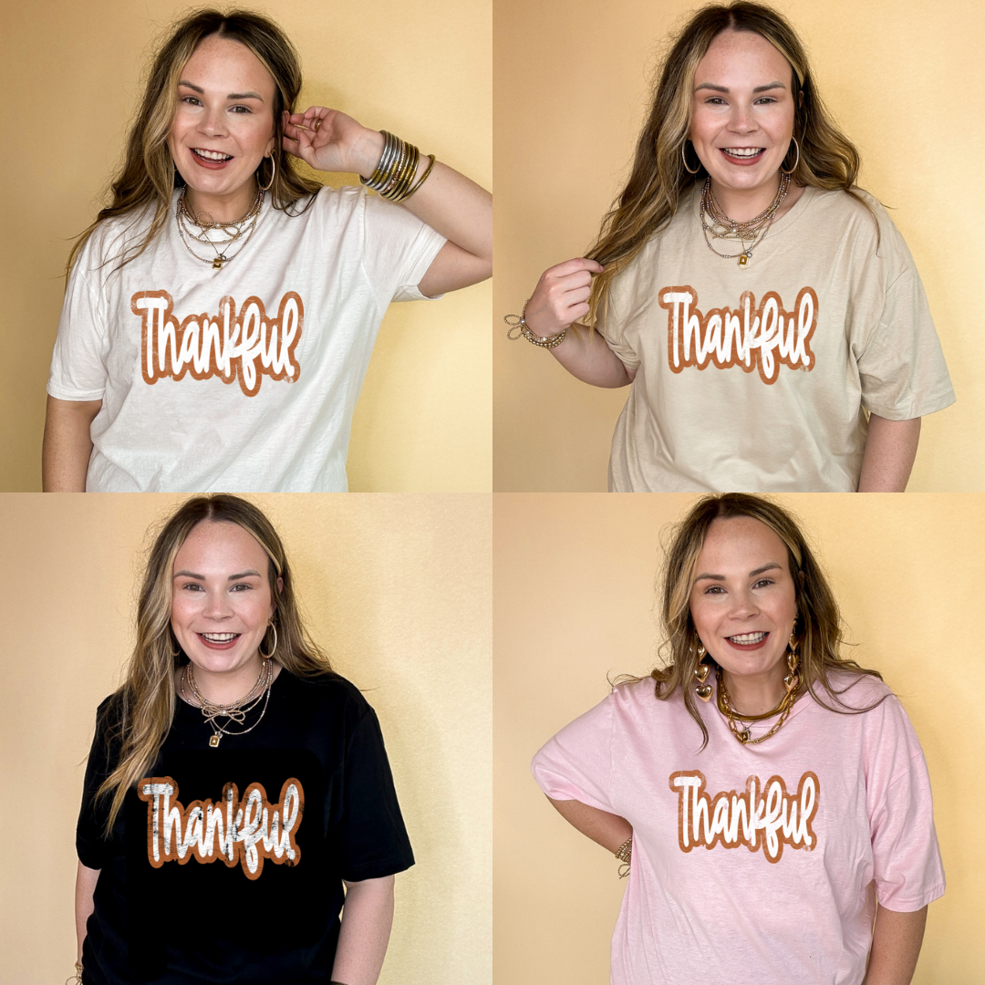 Online Exclusive | Thankful Script Graphic Tee in Multiple Color Options