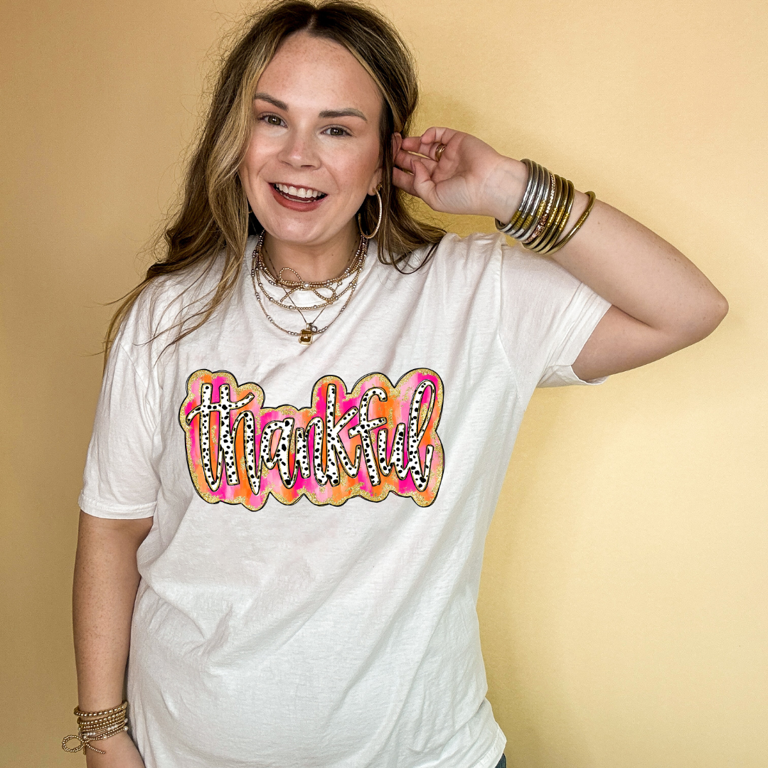 Online Exclusive | Thankful Gold Glitter and Dalmatian Graphic Tee in Multiple Color Options