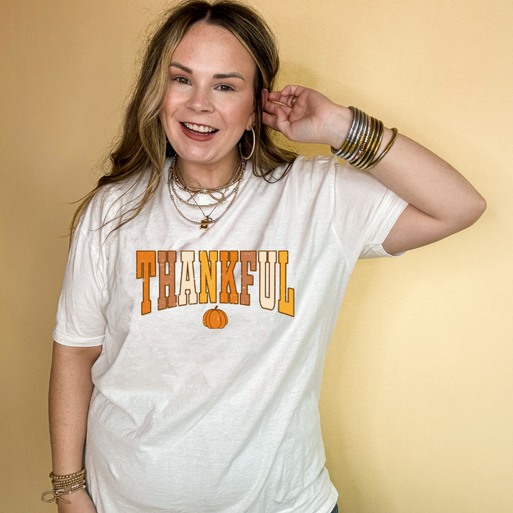 Online Exclusive | Thankful Fall Pumpkin Graphic Tee in Multiple Color Options