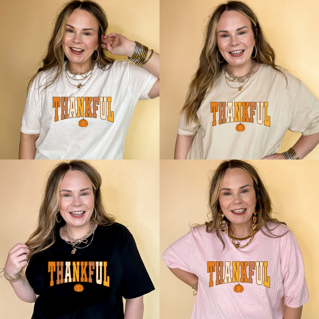 Online Exclusive | Thankful Fall Pumpkin Graphic Tee in Multiple Color Options