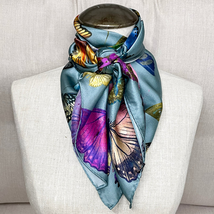 Fringe Scarves | Chasing Butterflies Wild Rag in Blue