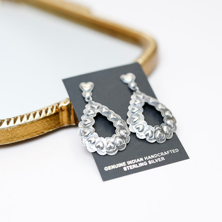 tim yazzie navajo handmade sterling silver earrings