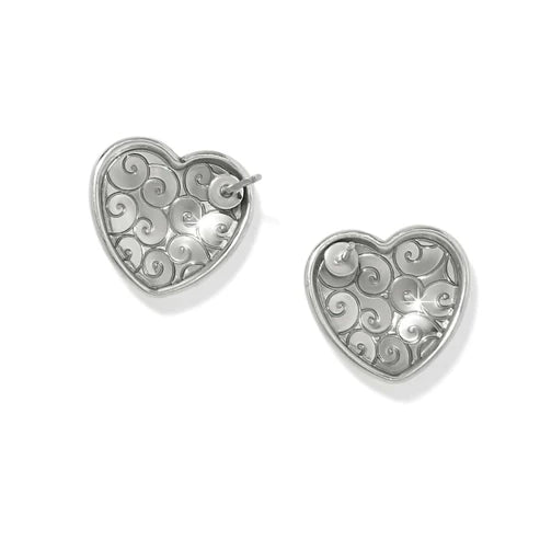 Brighton | Trianon Heart Small Post Earrings in Silver