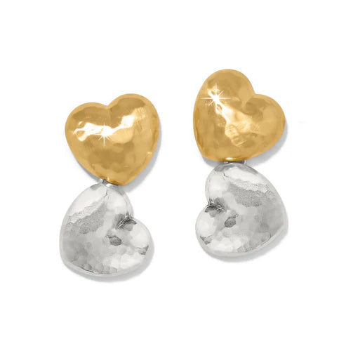 Brighton | Trianon Heart Small Two Tone Post Drop Earrings