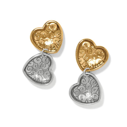 Brighton | Trianon Heart Small Two Tone Post Drop Earrings