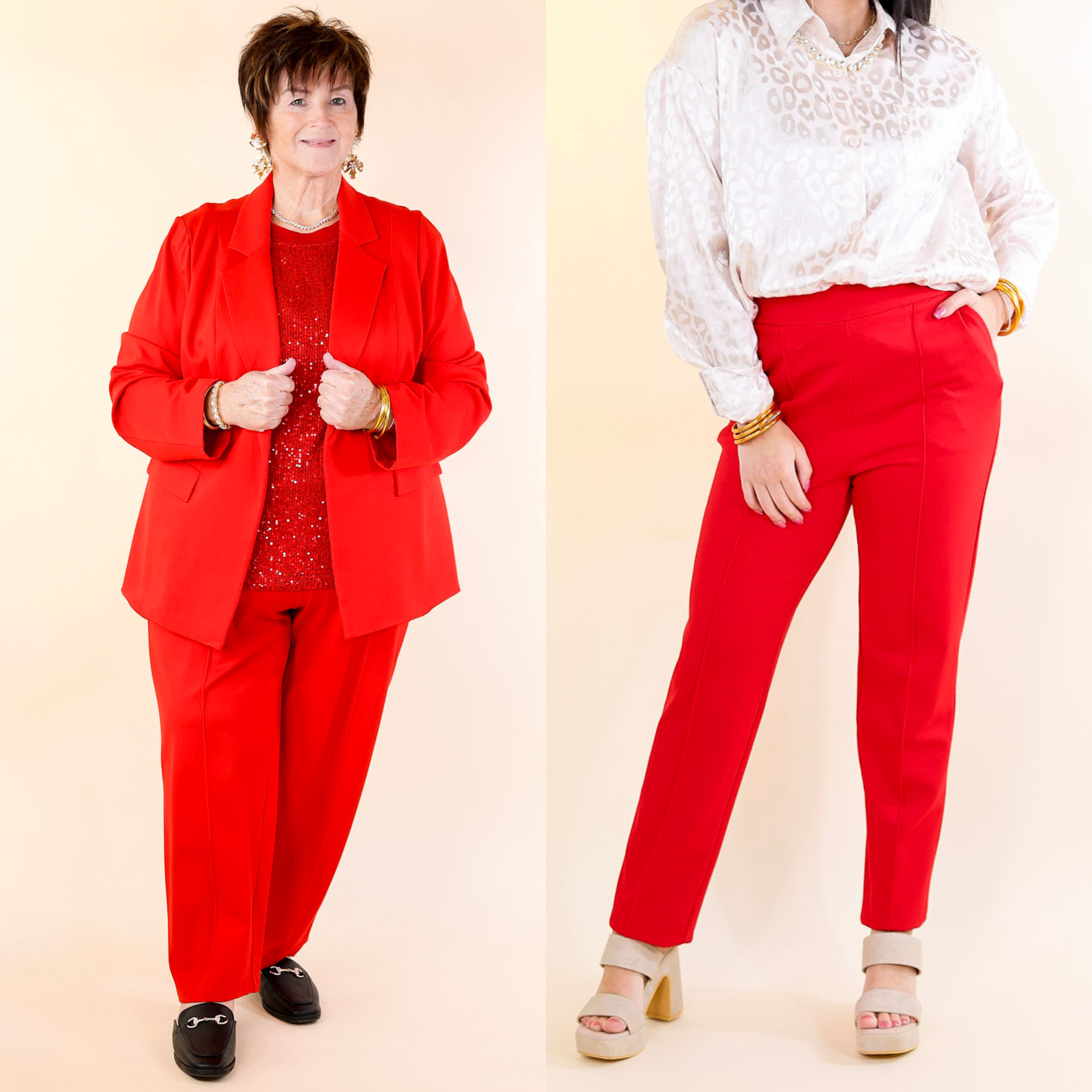 Elegant Ensemble Trouser Pants in Scarlet Red