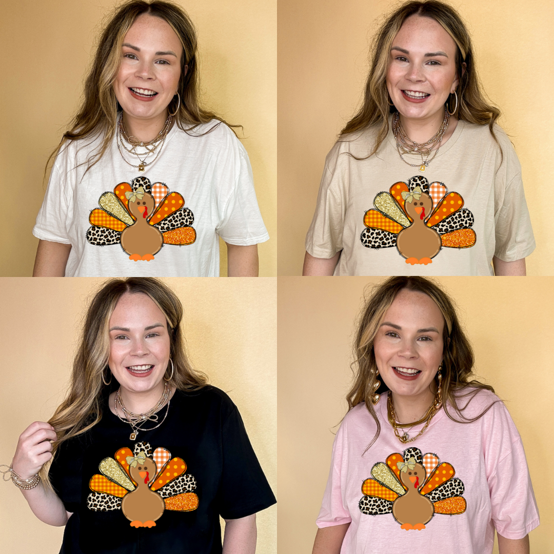 Online Exclusive | Patched Turkey with Bow Graphic Tee in Multiple Color Options