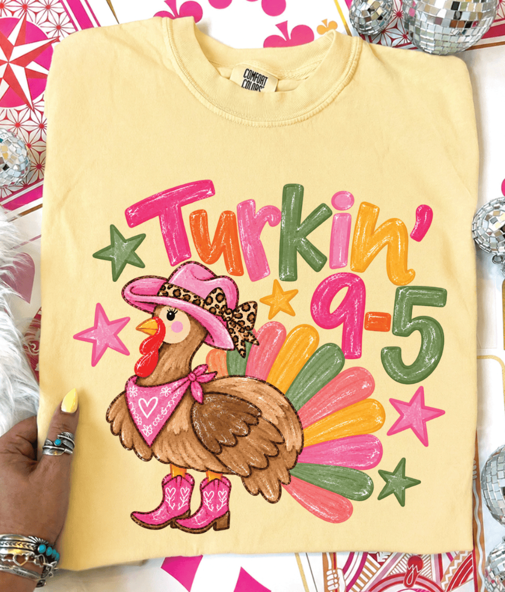 Made to Order | Turkin 9 to 5 Graphic Tee in Butter Yellow