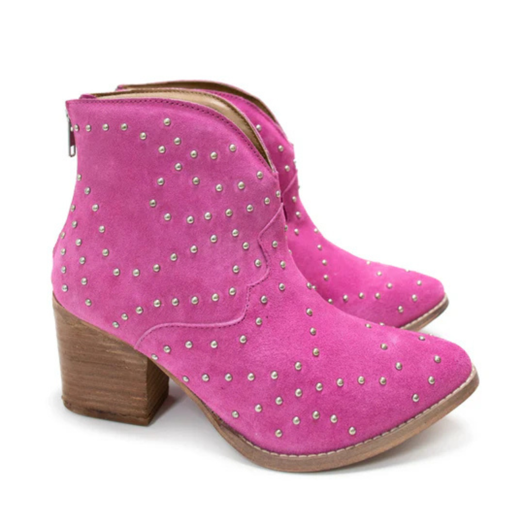 Online Exclusive | Twilight Studded Heeled Ankle Boot in Magenta