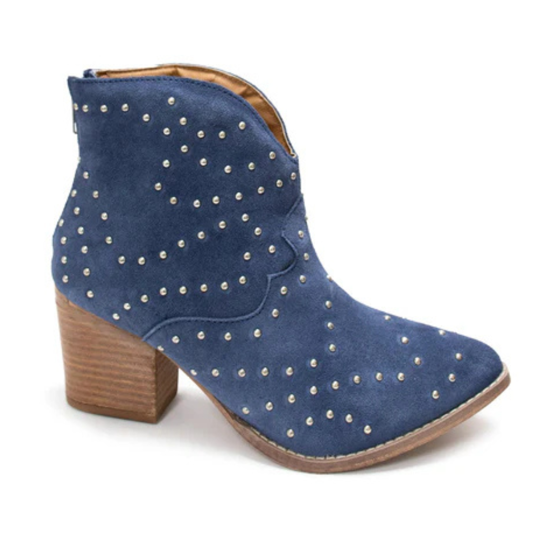 Online Exclusive | Twilight Studded Heeled Ankle Boot in Denim