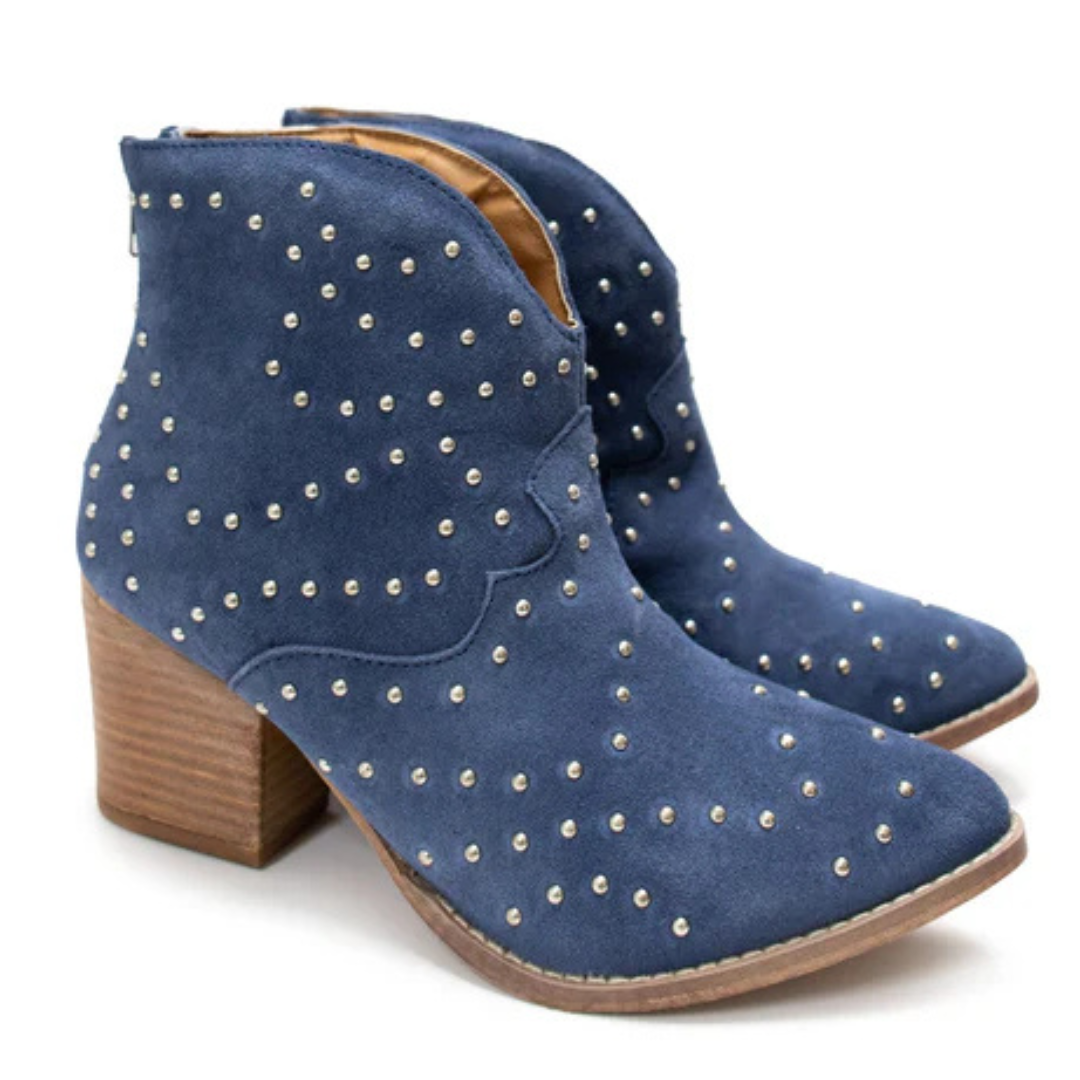 Online Exclusive | Twilight Studded Heeled Ankle Boot in Denim