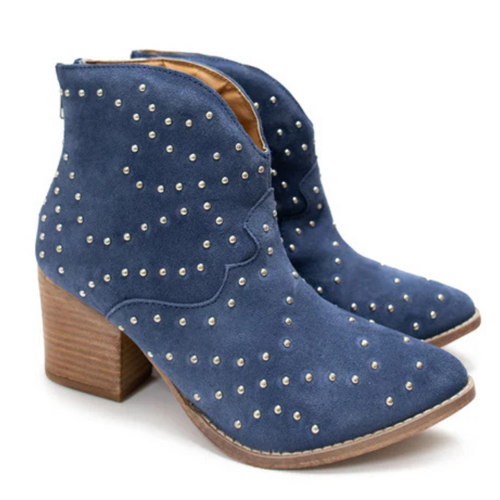 Online Exclusive | Twilight Studded Heeled Ankle Boot in Denim Blue