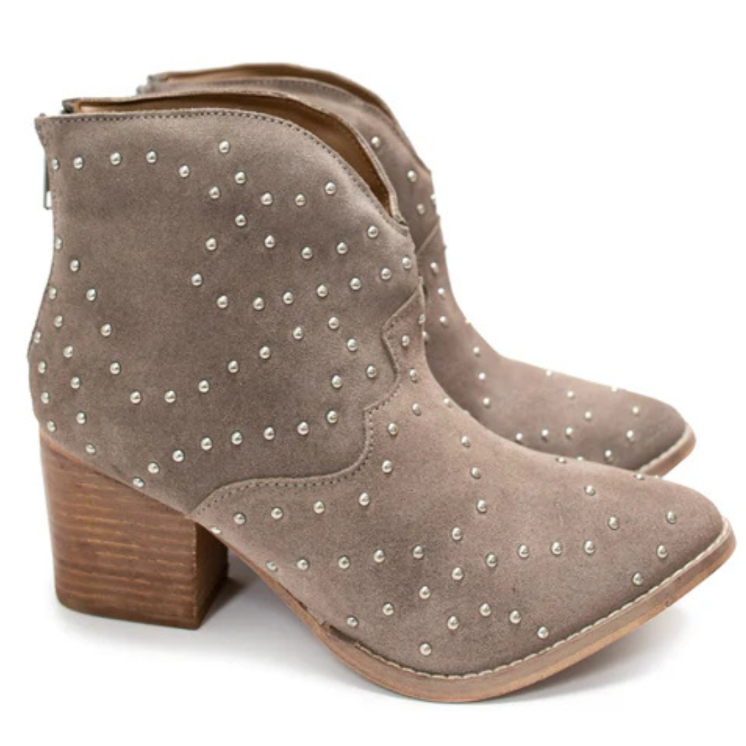 Online Exclusive | Twilight Studded Heeled Ankle Boot in Taupe