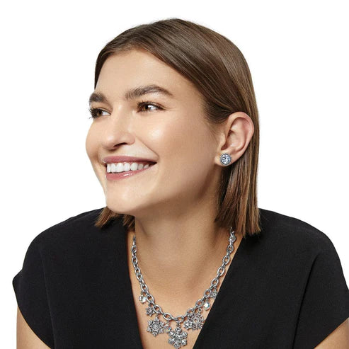 Brighton | Silver Tone Twinkle Large Post Earrings in Clear Crystal - Giddy Up Glamour Boutique