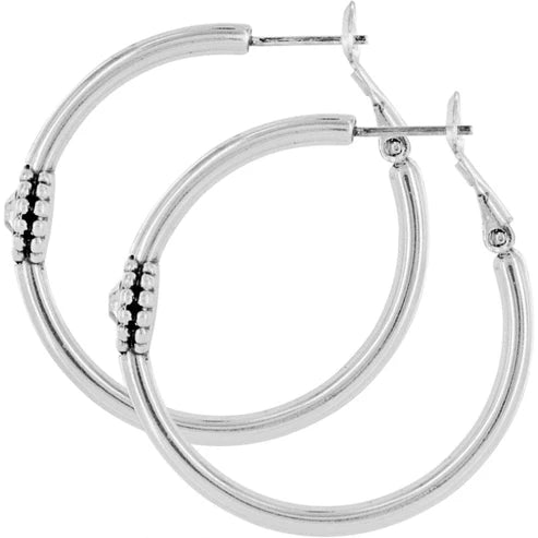 Brighton | Twinkle Medium Hoop Post Earrings in Silver Tone - Giddy Up Glamour Boutique