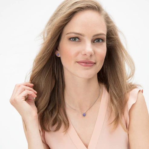 Brighton | Silver Tone Twinkle Mini Post Earrings in Amethyst - Giddy Up Glamour Boutique