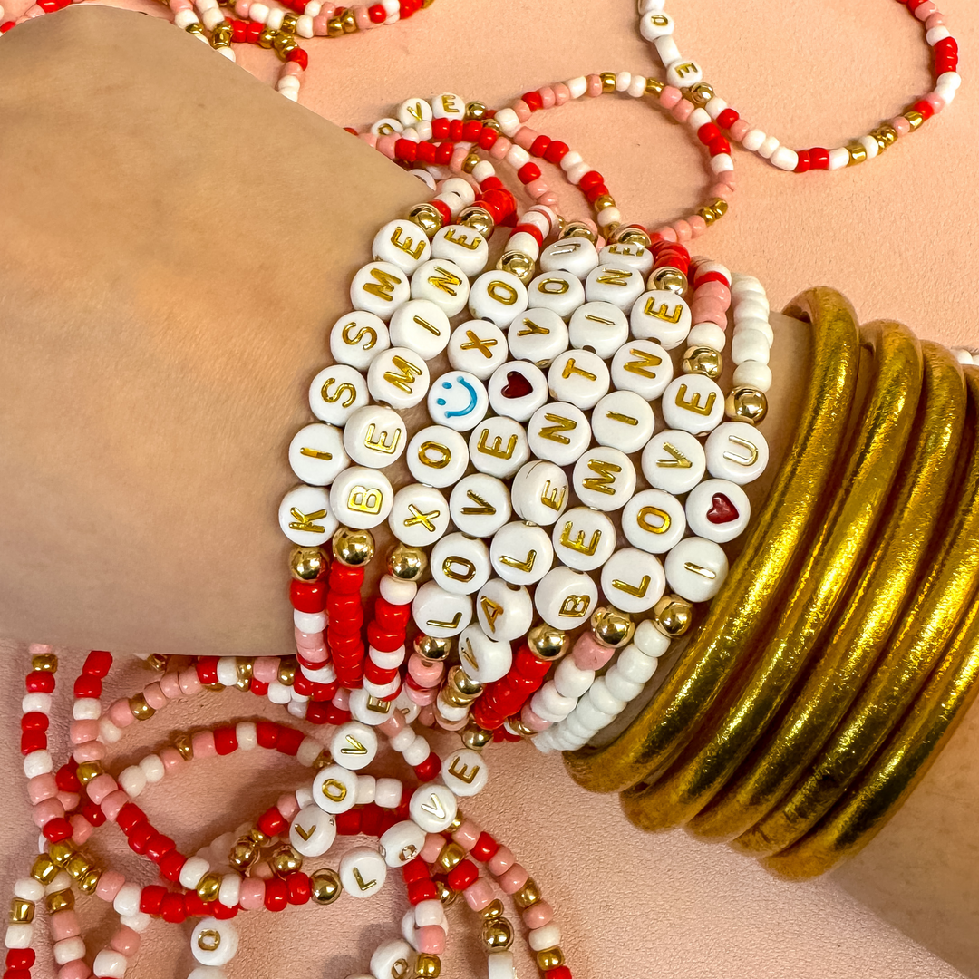 Buy 3 for $10 | Valentine's Day Friendship Stretch Bracelets - Giddy Up Glamour Boutique