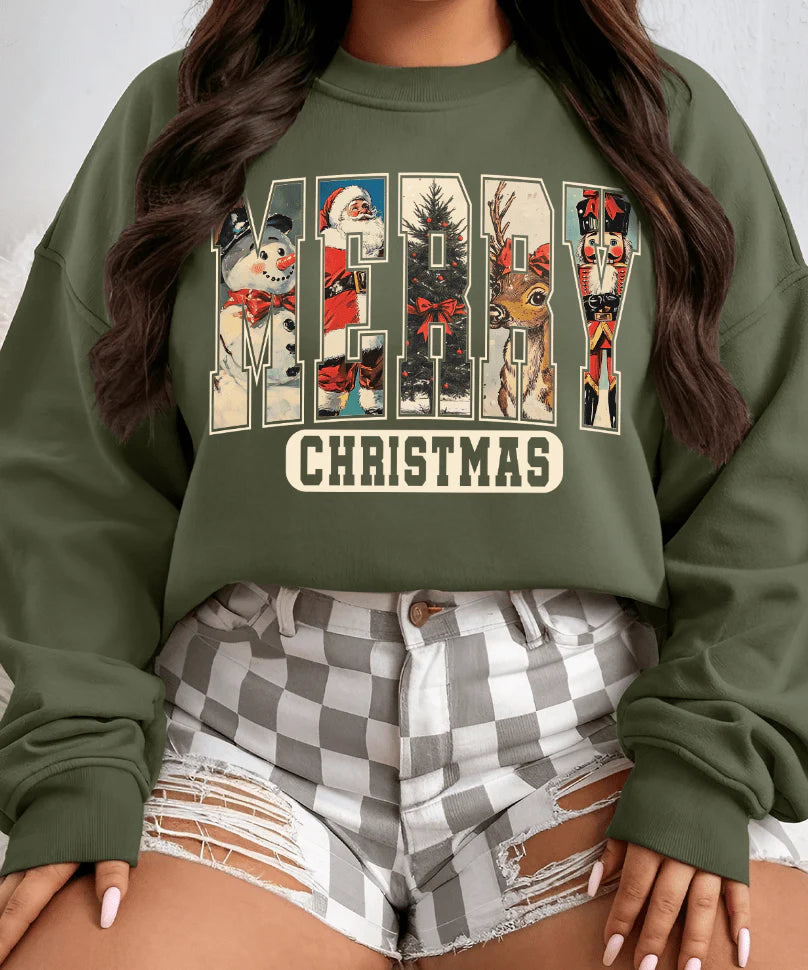 Online Exclusive | Vintage Merry Christmas Graphic on Tee & Sweatshirt Options