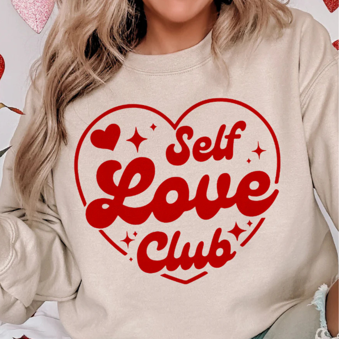 Online Exclusive | Self Love Club Red Heart Graphic Sweatshirt in Cream