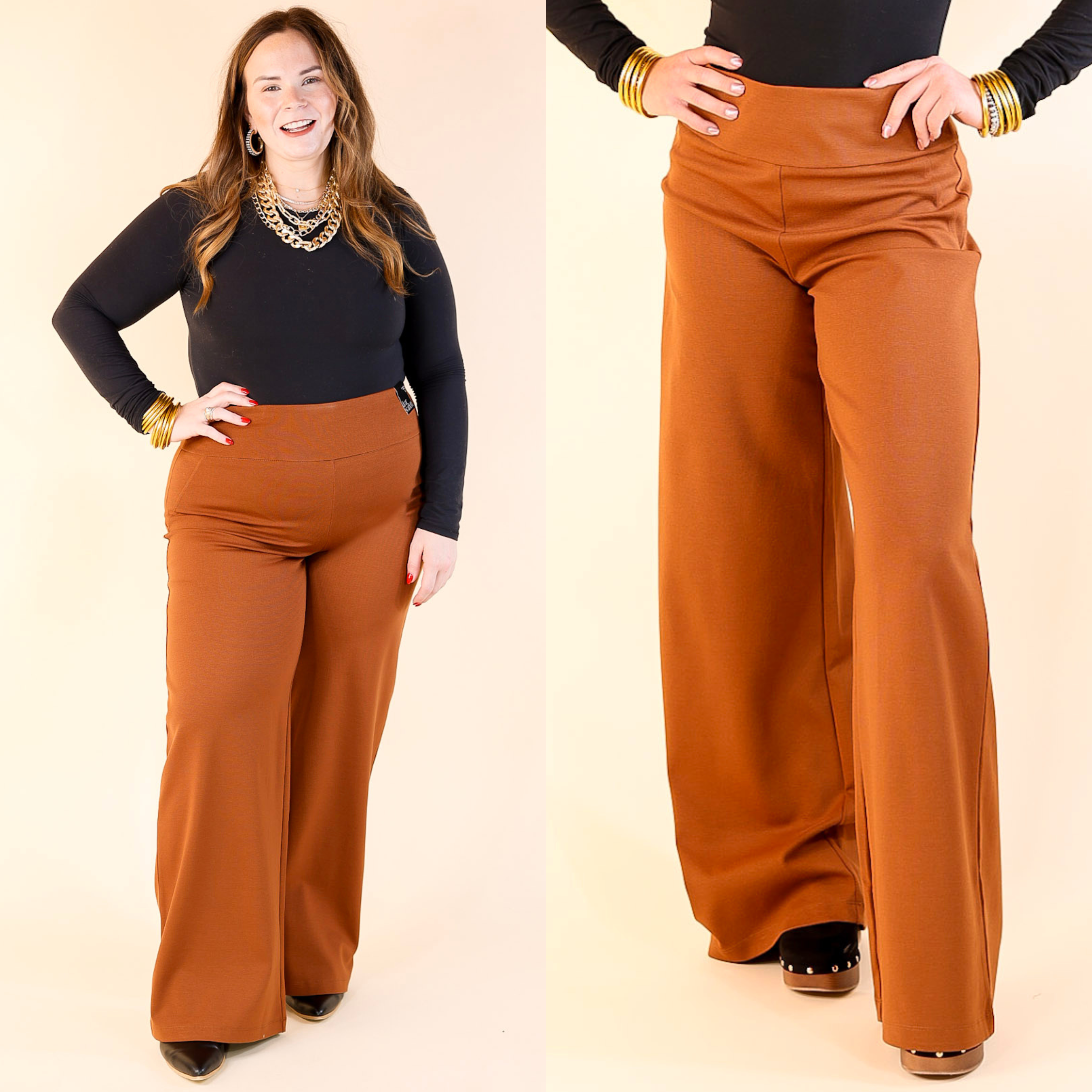 Class Act Wide Leg Pant in Rust Orange