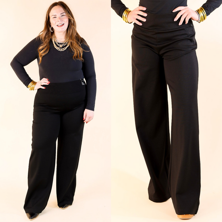 Confident Stride Wide Leg Full Length Pant in Black