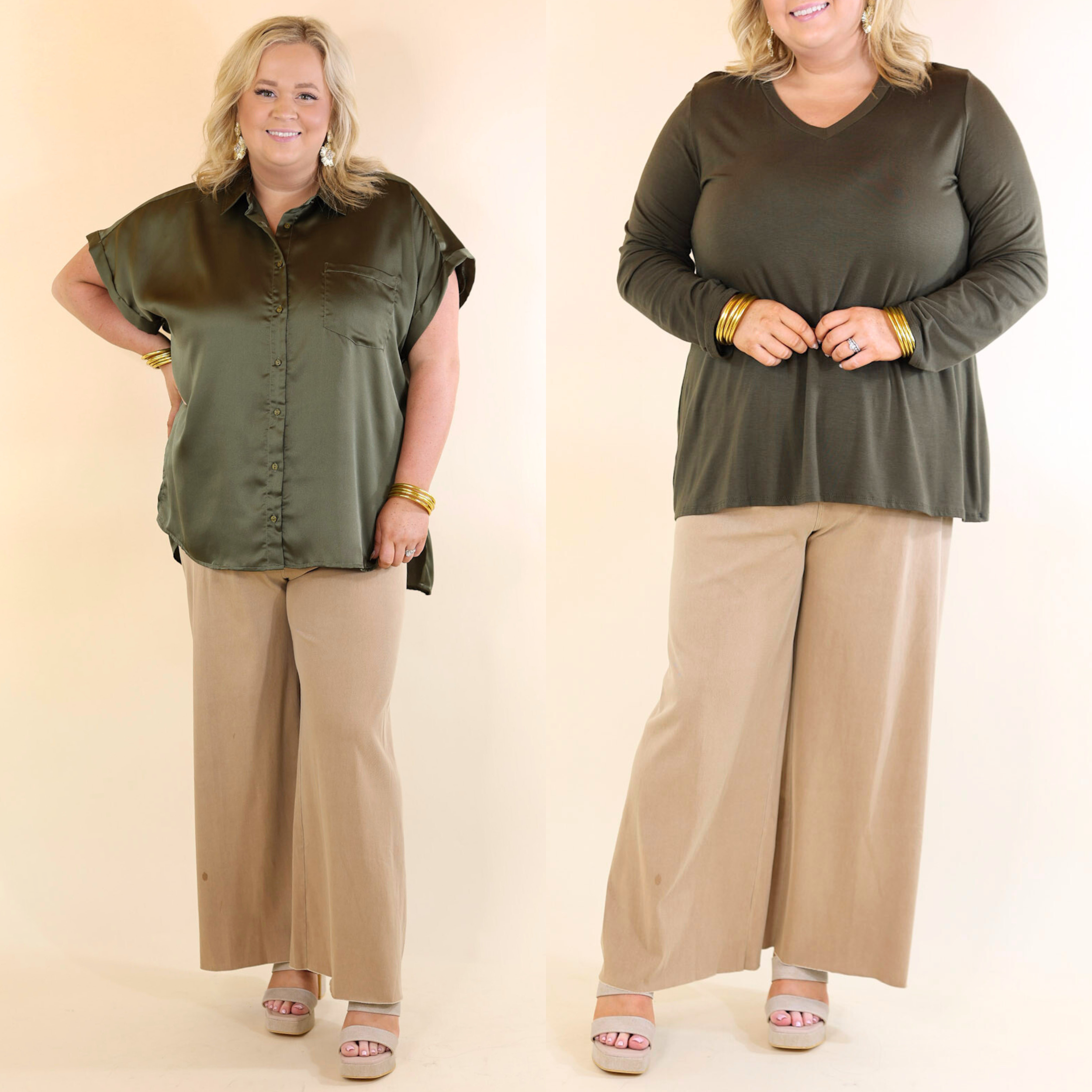 Lyssé | Erin Wide Leg Denim Trousers in Tan