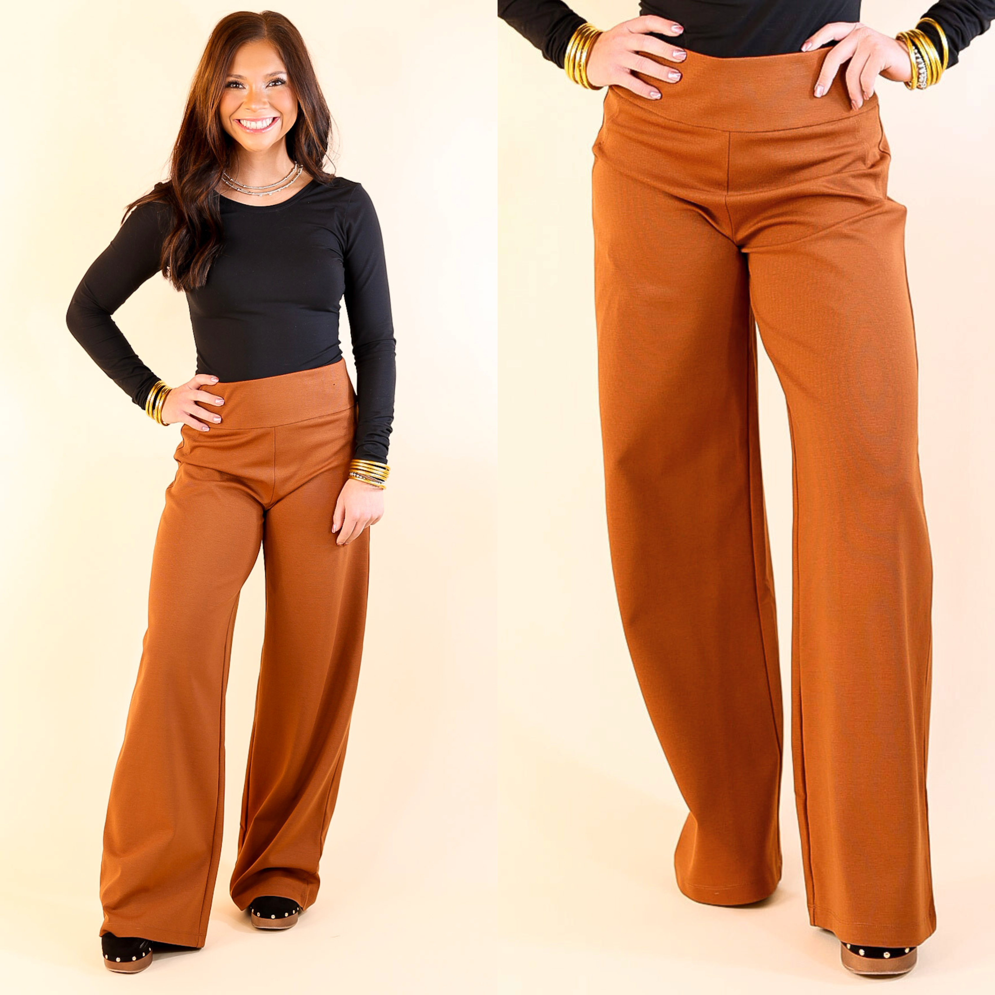 Class Act Wide Leg Pant in Rust Orange