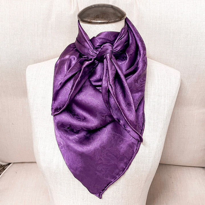 Jacquard Silk Wild Rag in Plum Purple